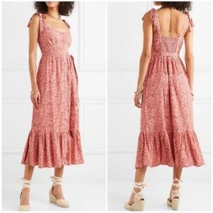J. Crew Pink Floral Button Front Ruffle Hem Midi Dress - size 4